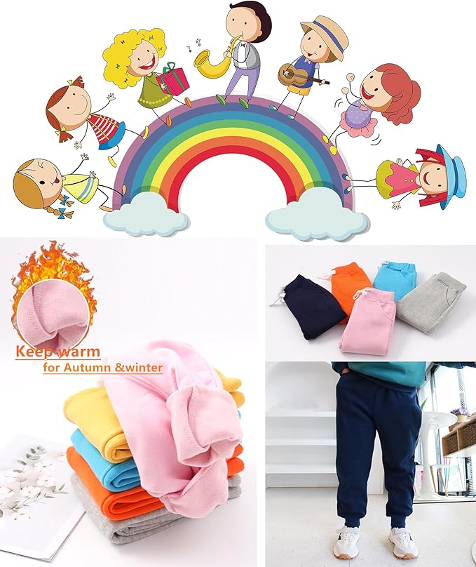 CuteOn Unisex Toddler Jogger Pants Kids Cotton Elastic Waist Winter Baby Sweatpants Pants 1-5Years
