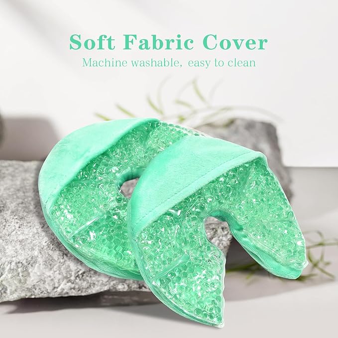 Hot/Cold Breast Gel Bead Ice Packs Breast Cooling/Heat Pads Relief for Breastfeeding, Nursing Pain, Mastitis, Engorgement, Swelling, Plugged Ducts | Boost Milk Let-Down & Production,2 Pack (Green)