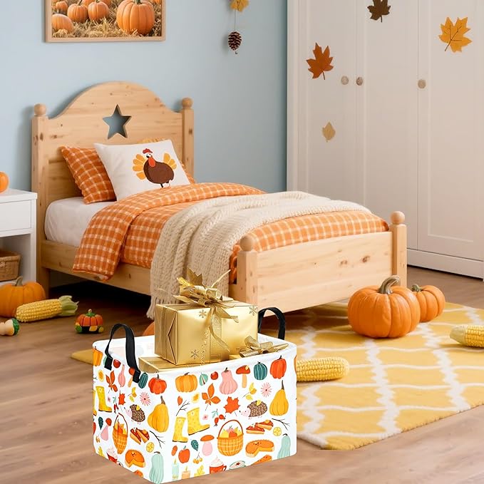 Rectangle Autumn Harvest Gift Storage Home Shelf Storage Basket Organizer Box Clothes Laundry Hamper Toys Nursery Basket Baby Laundry Basket with Handles