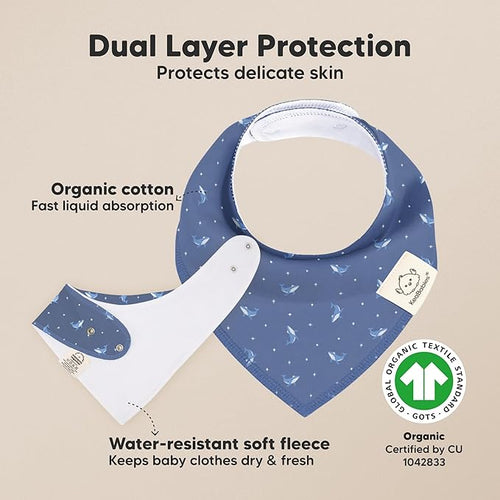 10-Pack Organic Baby Bandana Bibs for Girls - Super Absorbent Triangle Baby Bibs for Drooling and Teething Infant, 100% Cotton Extra Soft for Newborn, Infant 0-36 Months (Marine Muse)