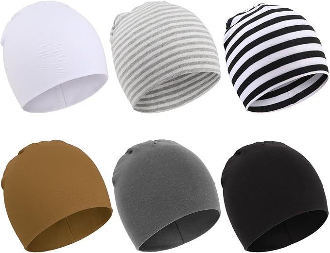 DRESHOW BQUBO 6 Pack Baby Hats for Boys Girls Unisex Baby Hat Soft Knit Cap Nursery Beanie for Newborn Infant Toddler Kid