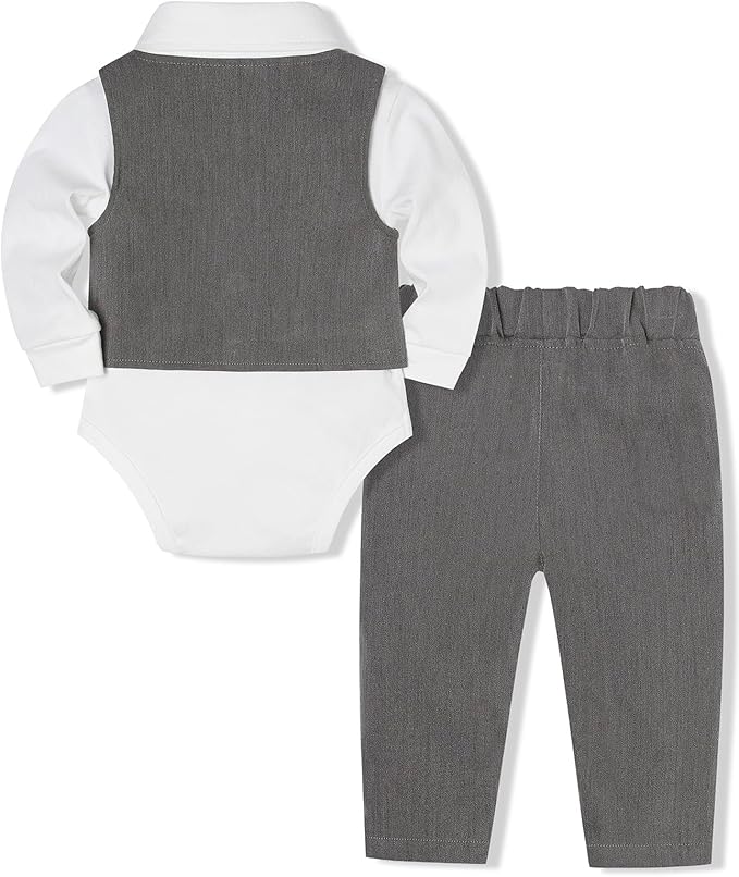 Baby Boy Clothes Suits Infant Gentleman Wedding Outfit Formal Dress Shirt Vest Bowtie Pants 4Pcs Baby Suit Sets