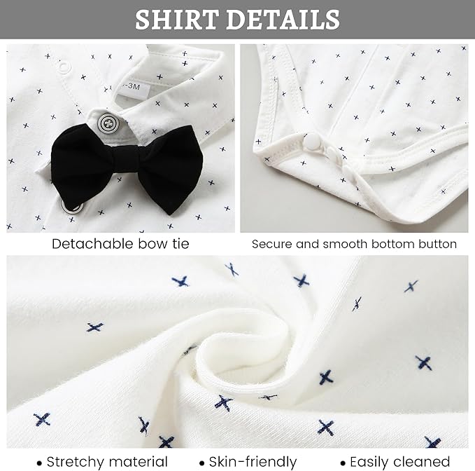 SANMIO Baby Boy Clothes Suits Infant Gentleman Outfit Collared Dress Shirt+Vest+Tie+Corsage+Pants 5Pcs Baby Suit Sets