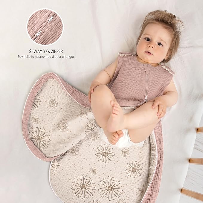 lulumoon Sleep Sack Muslin for Baby: Cotton Wearable Blanket for 9-15 Months - Soft Lightweight Ideal for Nursery Lounge Nighttime Naptime 12-18 Months