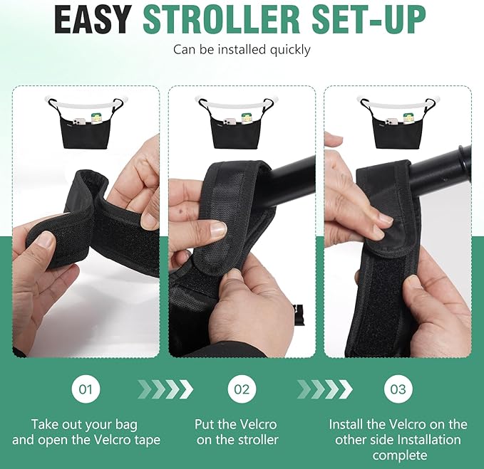 Stroller Caddy, Universal Stroller Organizer,600oz Large Storage Stroller Organizer Bag Fits for Uppababy, Baby Jogger, Britax, BOB, Cruz, Minu, G-Series ,Most Strollers