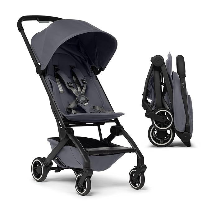 Joolz AER+ Lightweight & Compact Travel Stroller - Portable One-Hand Fold Design - Ergonomic Seat for Infant & Toddler (up to 50 lb) - XXL Sun Hood - Stroller for Airplane -Travel Pouch - Stone Grey