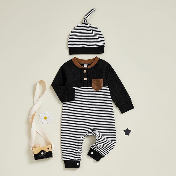 Kuriozud Newborn Infant Unisex Baby Boy Girl Clothes Button Romper Jumpsuit Basic One Piece Outfits