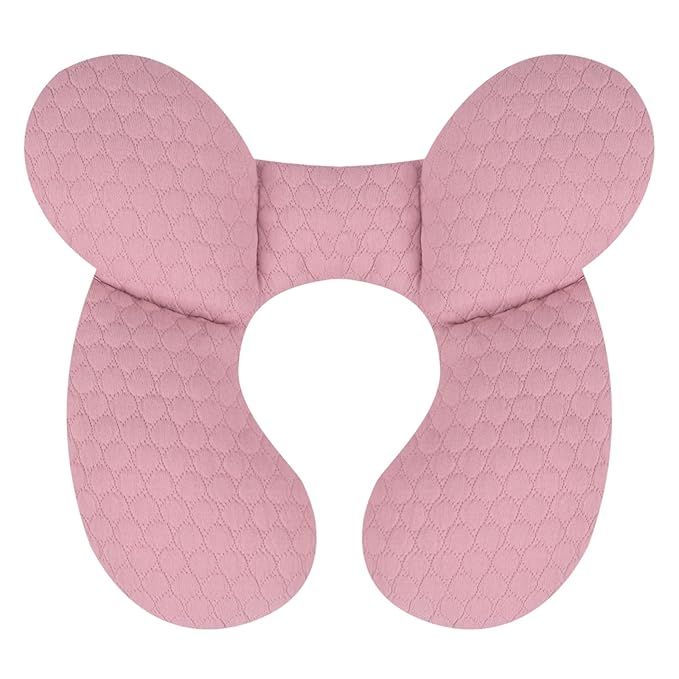 KAKIBLIN Baby Travel Pillow, Upgraded Baby Neck Pillows for Car Seat, Infant Neck Support Pillow for Head and Neck,Newborn Head Support for Car Seat,Pushchair (Pink)