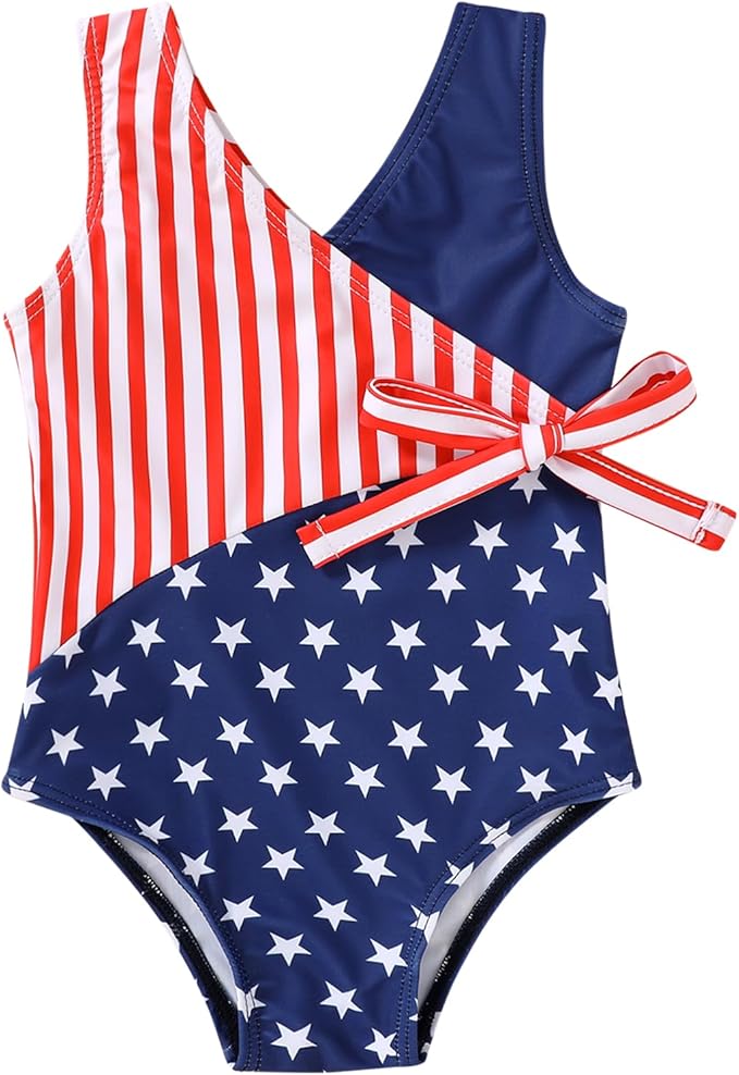 Happy Town Toddler Swimsuit Girl One Piece Bathing Suit Color Block Swimwear Baby Summer Beach Wear