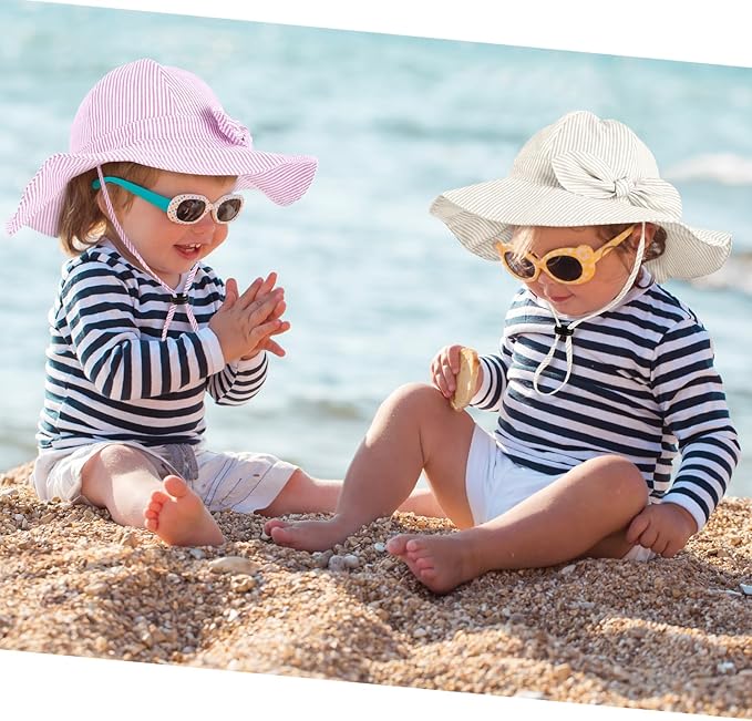 Baby Girl Sun Hat with UPF 50+ Outdoor Adjustable Beach Hat with Wide Brim Bucket Hats