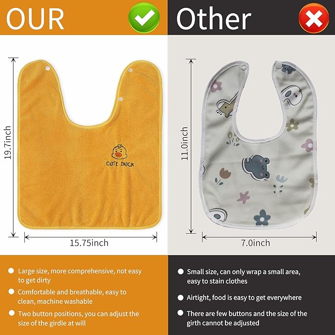6 Packed Baby Bibs for Girls or Boys, Large Towel Bibs for Toddler 3-6 Years with Gift Box Packed(2 pink purple yellow)
