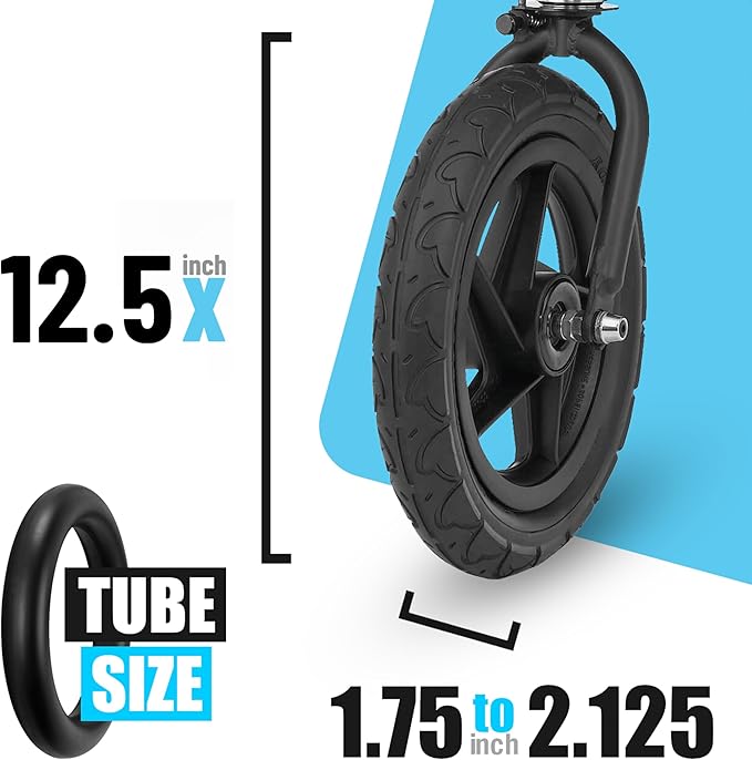 BOB Stroller Tire Tube Replacement – Front Inner Tube [12.5" x 1.75-2.125] for Wayfinder, Alterrain, Revolution Flex/Pro/SE, Strides, Ironman & Duallie Joggers – Durable & Easy to Install