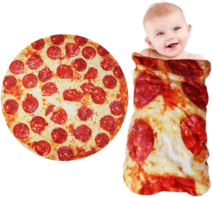 Pizza Blanket Baby Gift, Baby Pizza Swaddle Blanket, Kids Newborn Baby, 285 GSM Soft Flannel Wearable Wrap Funny for Boy Girl Daughter Son