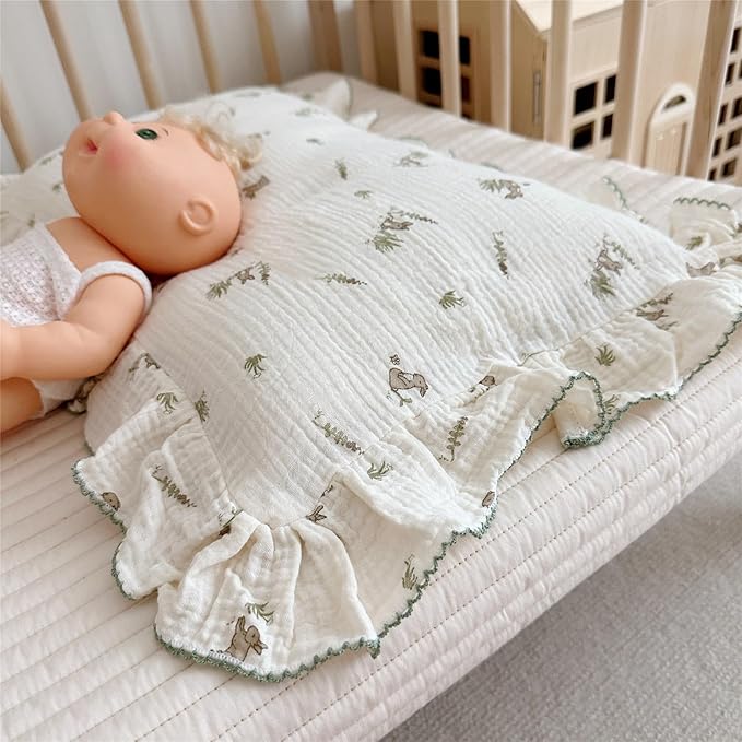 BuLuTu Muslin Toddler Pillowcase for Toddler Bed, Soft Breathable Standard Size Pillow Cover 20"x26", Animal Gray Bunny Toddler Pillow Case for Girls Boys Kids 1 2 3 4 5 6 Year Old, Envelope Closure