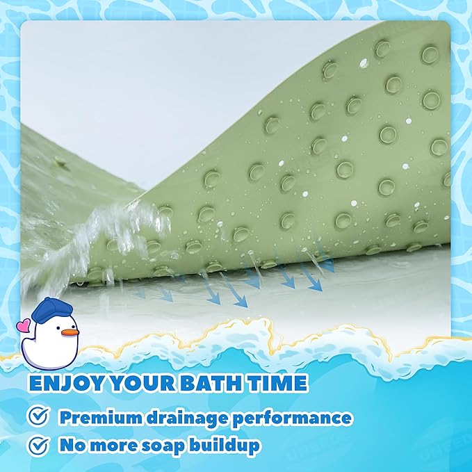 UNEEDE Dinosaur Kids Bathtub Mat - Extra Thick Rubber Shower Mat for Toddlers, 30"x18" Bath Mat with 100+ Suction Cups, Machine Washable Tub Pad for Babies & Children's Bath Time Comfort