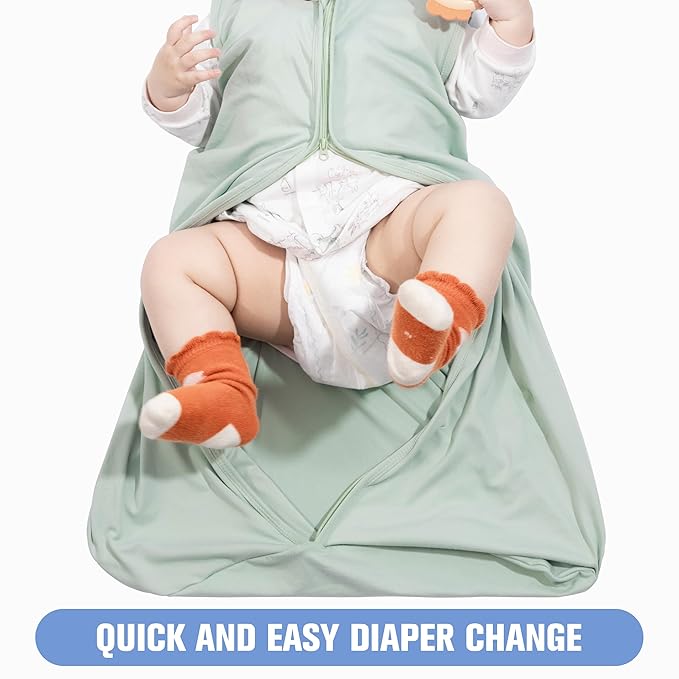 Baby Sleep Sack 0-6 Months Baby Wearable Blanket 100% Rayon Cotton 2-Way Zipper Toddler Sleeping Sack，Comfy Soft Lightweight TOG 0.3