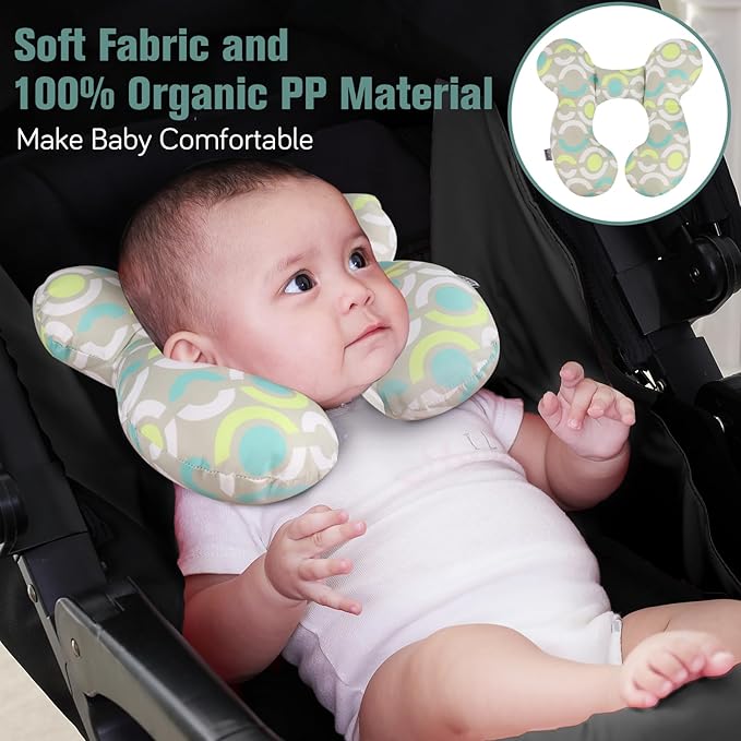 KAKIBLIN Baby Travel Pillow, Baby Neck Pillow Babies Head Support for Car Seat, Babies Neck Support Pillows for Car Seat,Pushchair, Circle