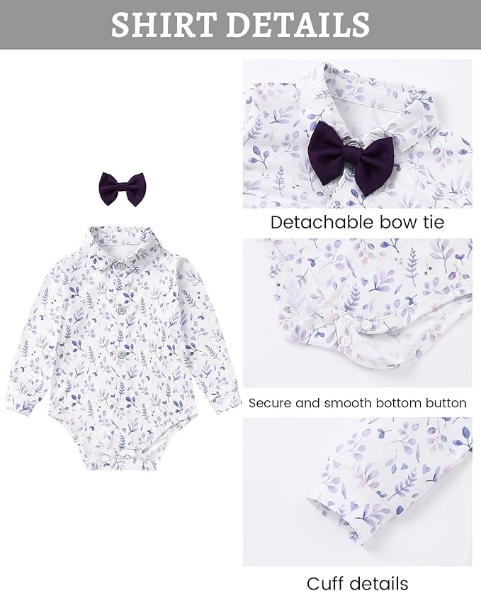 SANMIO Baby Boy Clothes Suits Infant Gentleman Outfit Collared Dress Shirt+Vest+Tie+Corsage+Pants 5Pcs Baby Suit Sets