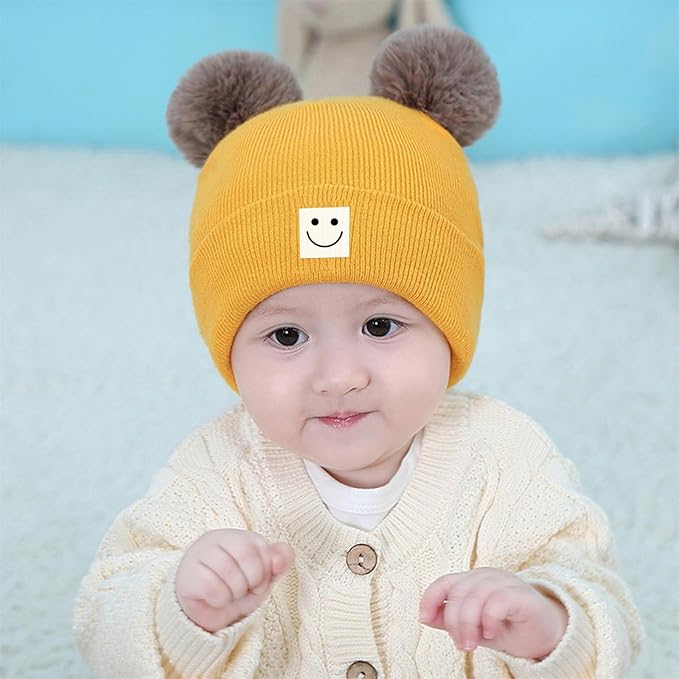 AZJ Baby Beanie Hat Toddler Infant Winter Knitted Hat Kids Soft Warm Pom Pom Beanie Cap for Boys Girls