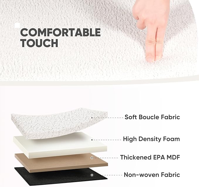 B FSOBEIIALEO Ottoman with Storage for Living Room, Sherpa Folding Storage Ottoman Foot Rest, 30 Inches Collapsible Bedroom Bench White