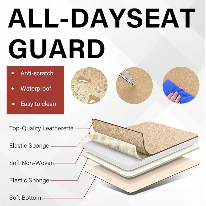 Leather Car Seat Covers Fit for LR Range Rover Evoque 2019-2025, 5 Seater Waterproof and Wear-Resistant Seat Cover Interior Accessories(Full Set,Beige)