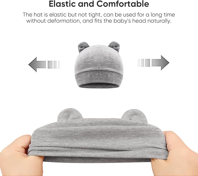 DRESHOW BQUBO 6 Pack Baby Hats for Boys Girls Unisex Baby Hat Soft Knit Cap Nursery Beanie for Newborn Infant Toddler Kid