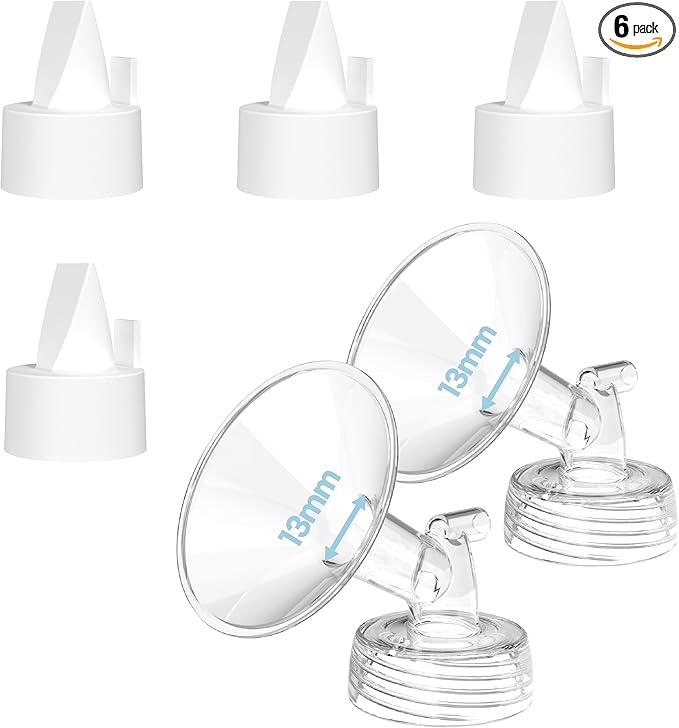 Flange Inserts for Spectra, Spectra Replacement Pump Parts for S1/S2/9 Plus, Not Original Accessories, Breast Pump Parts Include 2-Pack 13MM Flanges and 4-Pack Duckbill Valves