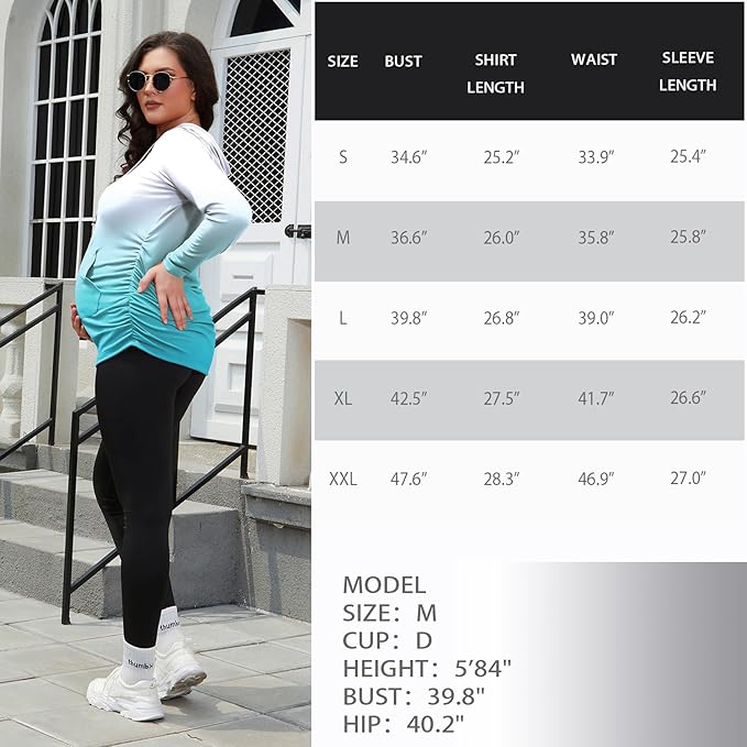 GINKANA Maternity Hoodie Long Sleeves Shirts Casual Maternity Top Pregnancy Sweatshirt Casual Clothes