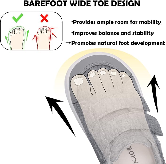 MORENDL Wide Toe Box Shoes Toddler Barefoot Shoes Baby Walking Shoe Boy Girl Non-Slip Zero Drop Minimalist Sneakers Comfort Tennis Outdoor Activities