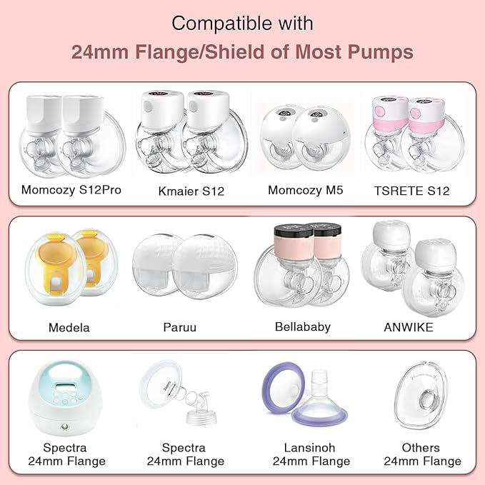 Flange Insert 21mm, Compatible with S9/S12/S9Pro/S12Pro Wearable Breast Pump Parts Replace, Pump Shield/Flange Insert to Reduce 24mm Down to 21mm