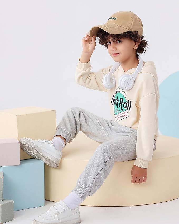 GFQLONG 2/3 Pack Toddler Pants Sweatpants Boys Cotton Joggers, Athletic Pull on Sweat Pants with Pockets for Kids Clothes