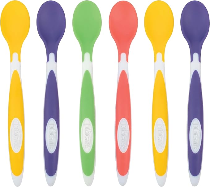 Dr. Brown's Soft-Tip Toddler Spoons with Long Handle for Baby-Led Weaning, BPA Free (Pack of 6)