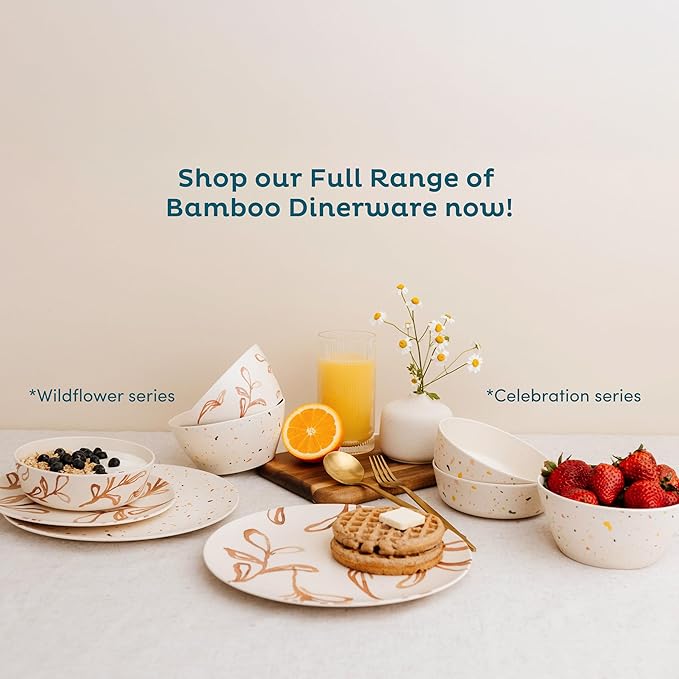 Nook Theory 4 Pack Bamboo Bowls - 22 Oz Reusable Toddler and Kids Bowl, Dishwasher Safe - Not Microwavable Bamboo Dishes (Celebration)