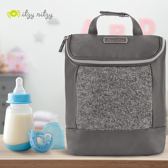 Itzy Ritzy Insulated Bottle Bag – Keeps Bottles Warm or Cool - Holds 3 Bottles and Features Interior Pocket for Ice Pack (Not Included), Grayson
