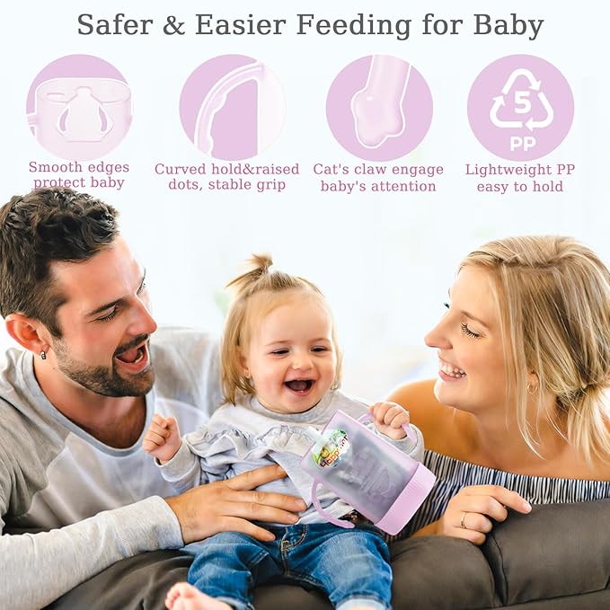 MOMUSE Dual-Lid Squeeze Pouch Holder for Food Pouches & Drink Boxes, Baby Pouch Holder with Larger Capacity, Versatile Design for Self-Feeding, Anti-Squeeze Pouch Holder No Spill No Mess, 2PC Pink