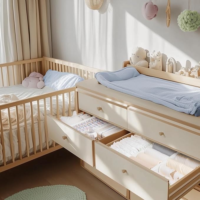 Criusia Drawer Organizer Clothes, 21 Pack Dresser Organizer for Baby Clothes, Underwear, Sock- Foldable Closet Organization and Storage Dividers Bins for Nursery, Bedroom (White)