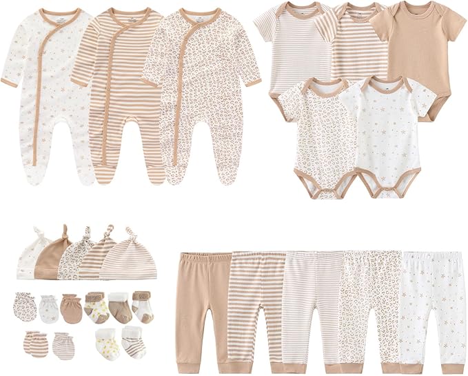 Newborn Layette Gift Set 27-Piece Baby Girl Clothes Bodysuits, Pants Essentials and Accessories 0-12Months