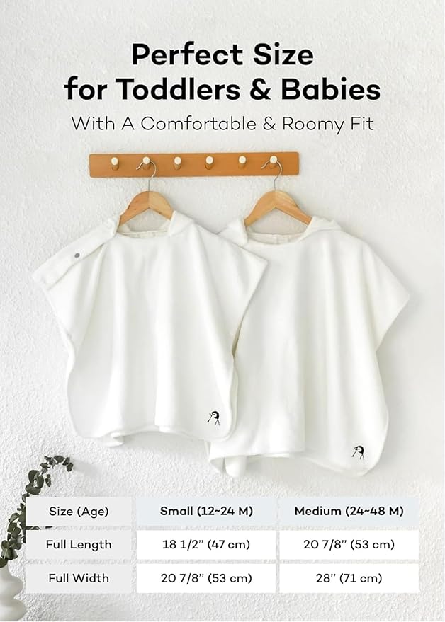 Konny Baby Hooded Towel Rayon from Bamboo Cotton Baby Bath Beach Towel Hooded Poncho, Oeko-TEX, Ultra Soft & Quick-Dry, Newborn Boys Girls Toddler (Beige, Small)