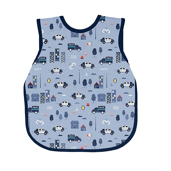 BapronBaby Be Brave - Police Patrol Bapron - No Neck Tie Safer Bib for Baby & Toddler - Soft Waterproof Stain Resistant - Machine Washable - Sz Baby/Toddler 6m-3T