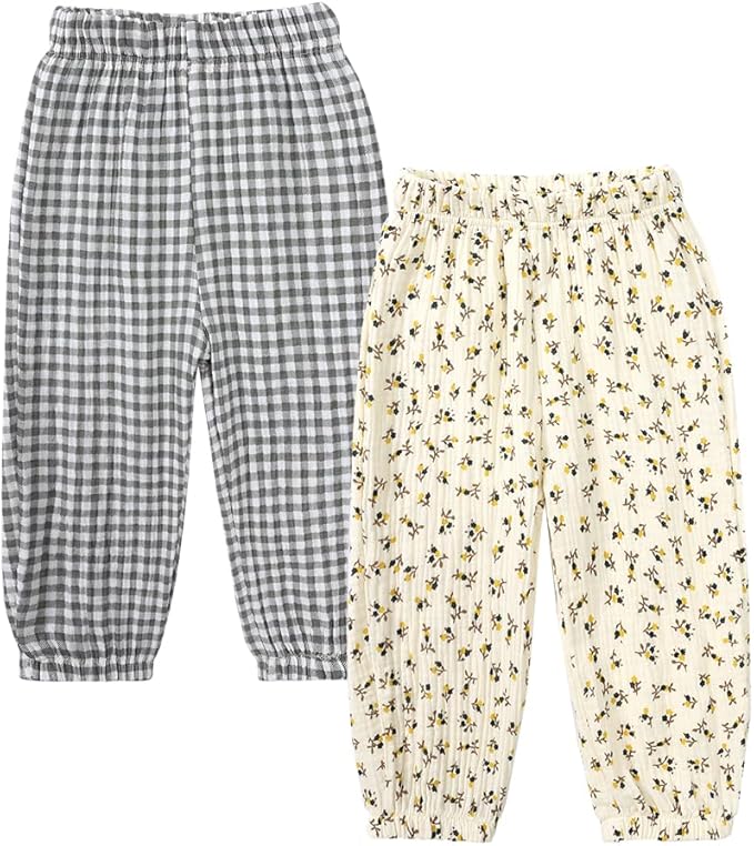 MYGBCPJS Baby Boys Girls Cotton Linen Trousers Kids Casual Ankle Pants Loose Long Bloomers