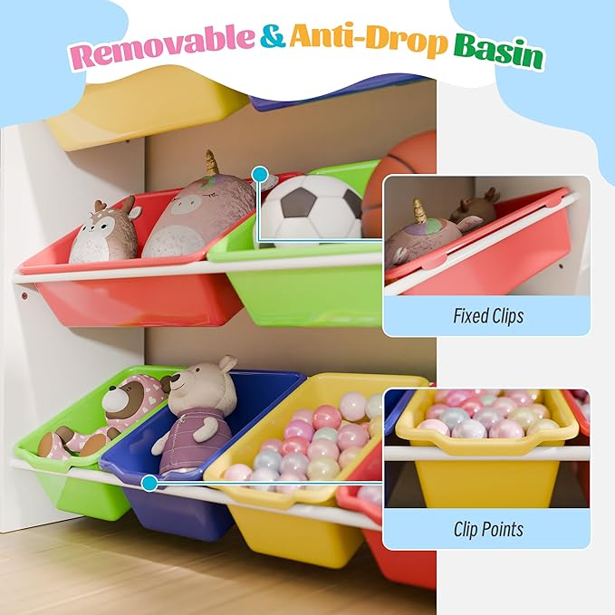 Large Kids Toy Storage Organizer, Toy Organizers and Storag with Bookshelf, Kid Bookshelf and Toy Storage with 6 Storage Cubbies and 8 Storage Bins for Kids' Rooms, Playrooms, and Nurseries