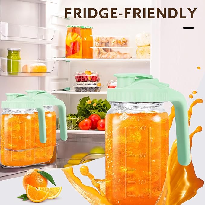 Breast Milk Pitcher, 32 OZ Mason Jar Pitcher with Lid Double Leak Proof,1 Quart Breastmilk Storage Containers for Fridge, Glass Jug for Sun Tea, Juice, Cold Brew Coffee