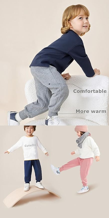 CuteOn Unisex Toddler Jogger Pants Kids Cotton Elastic Waist Winter Baby Sweatpants Pants 1-5Years
