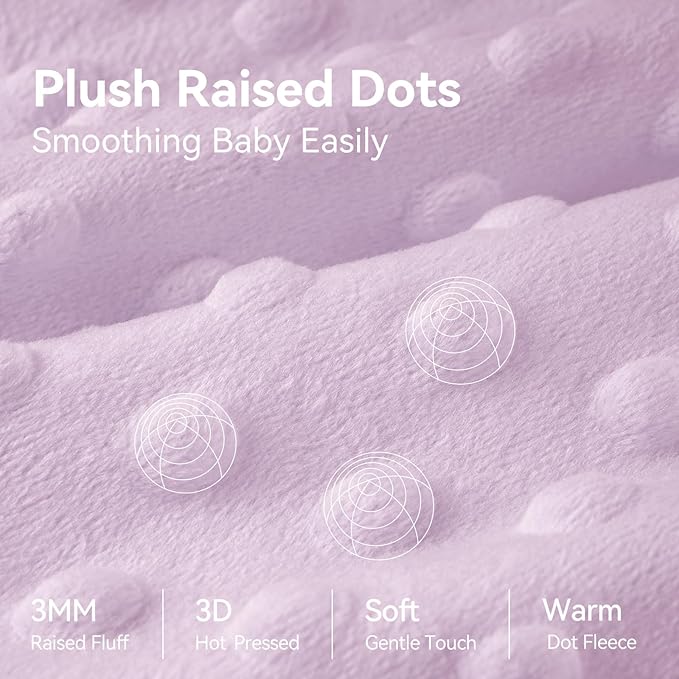Fleece Baby Sleep Sack 0-6 Months with Plush Dots 1.5 Tog Baby Wearable Blanket with 2-Way Zipper Warm Sleeping Sack for Toddler Infant Newborn - Small, Taro Purple