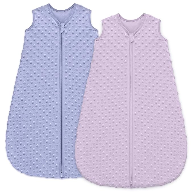 Fleece Baby Sleep Sack 6-12 Months with Plush Dots 1.5 Tog Baby Wearable Blanket with 2-Way Zipper Warm Sleeping Sack for Toddler Infant Newborn - Medium, Taro Purple