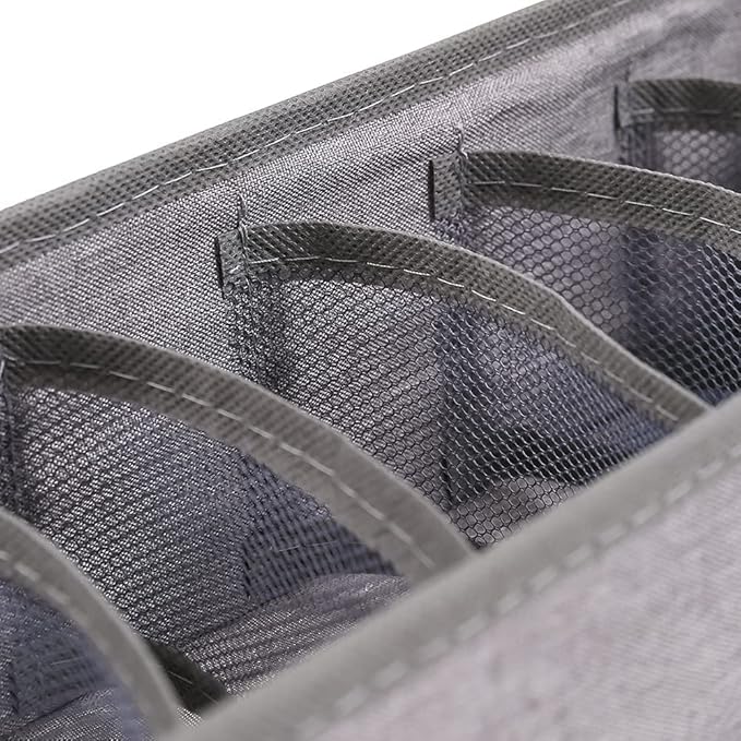 Qozary 6 Pack Sock Underwear Drawer Organizer Dividers, Collapsible Cabinet Closet Storage Boxes for Clothes, Socks, Lingerie, Underwear, Tie, Belt, Baby, Bedroom