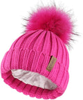 FURTALK Kids Winter Hat Toddler Knitted Beanie with Faux Fur Pom Poms for Baby Girls Boys