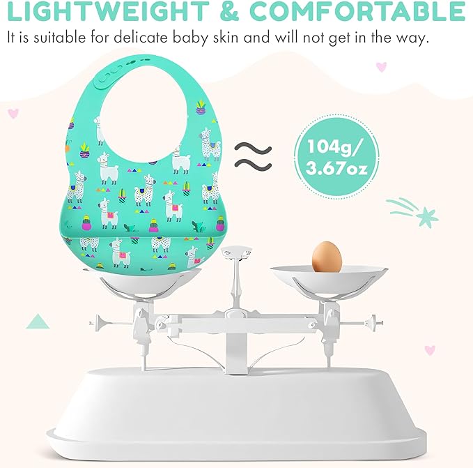 BPA-Free Silicone Baby Bibs with Travel Case, Toddlers Boys/Girls, Large Pocket, Adjustable, Toddlers 6-48 Months