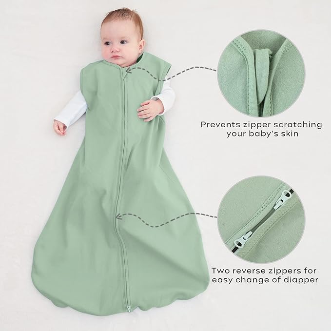 Yoofoss Baby Sleep Sack 0-6 Months 0.5 Tog Wearable Blanket for Baby, 3 Pack 100% Cotton Infant Toddler Sleeping Sack 2-Way Zipper Lightweight Sleep Sack