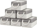 Storage Bins - Storage Baskets for Shelves Storage Cubes with Handles Small Baskets for Organizing (Gray and White 11.8 x 7.9 x 5.2 inch)